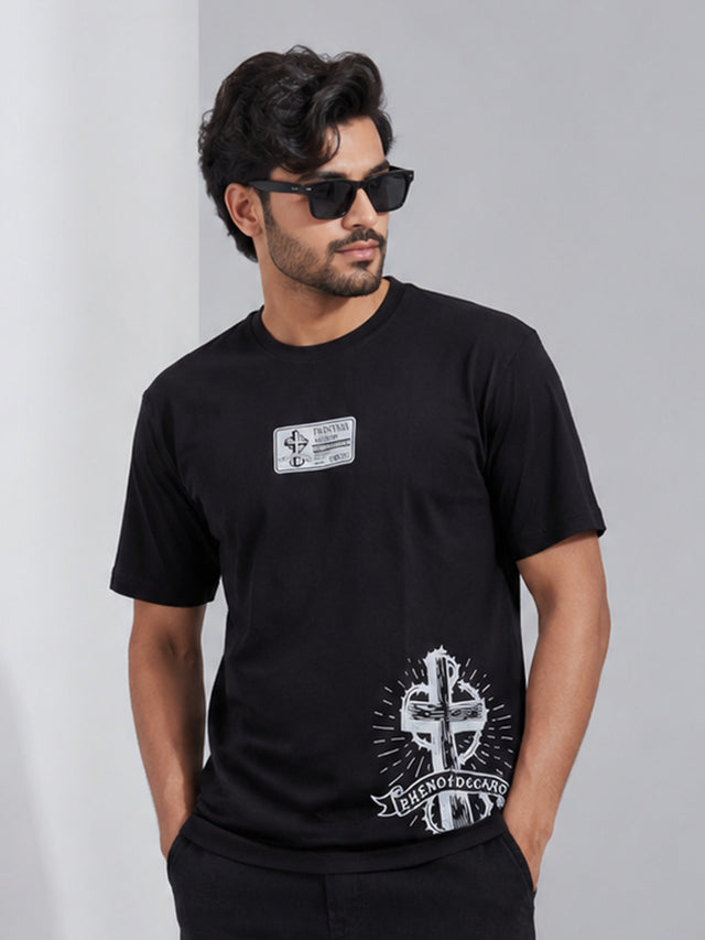 Elvn Side Graphic Print Crew Neck T-Shirt