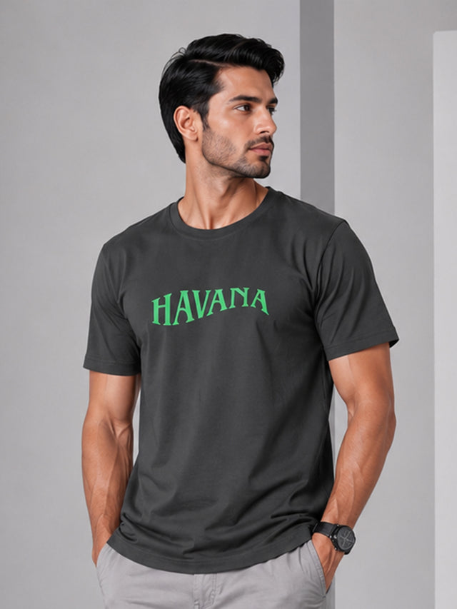 Elvn Havana Graphic Print Crew Neck T-Shirt