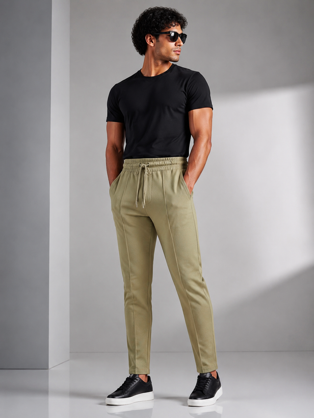 Elvn Retro Urban Style Line Detail Trousers
