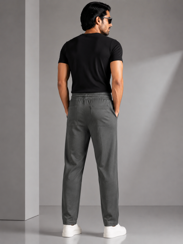 Elvn Drawstring Trousers with Piping Detail