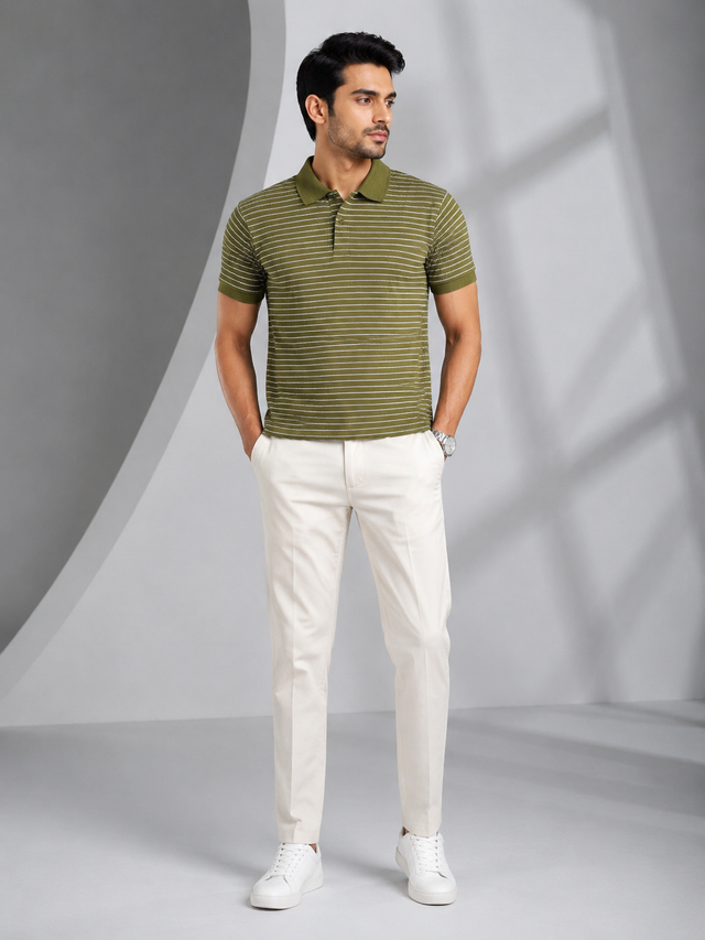 Elvn Classic Striped Polo Tee With Button Placket