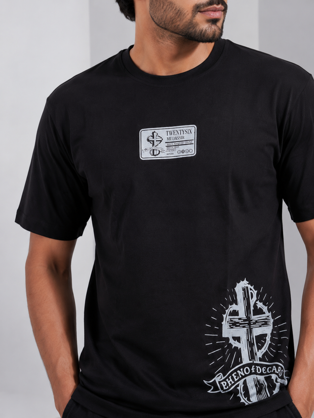Elvn Side Graphic Print Crew Neck T-Shirt
