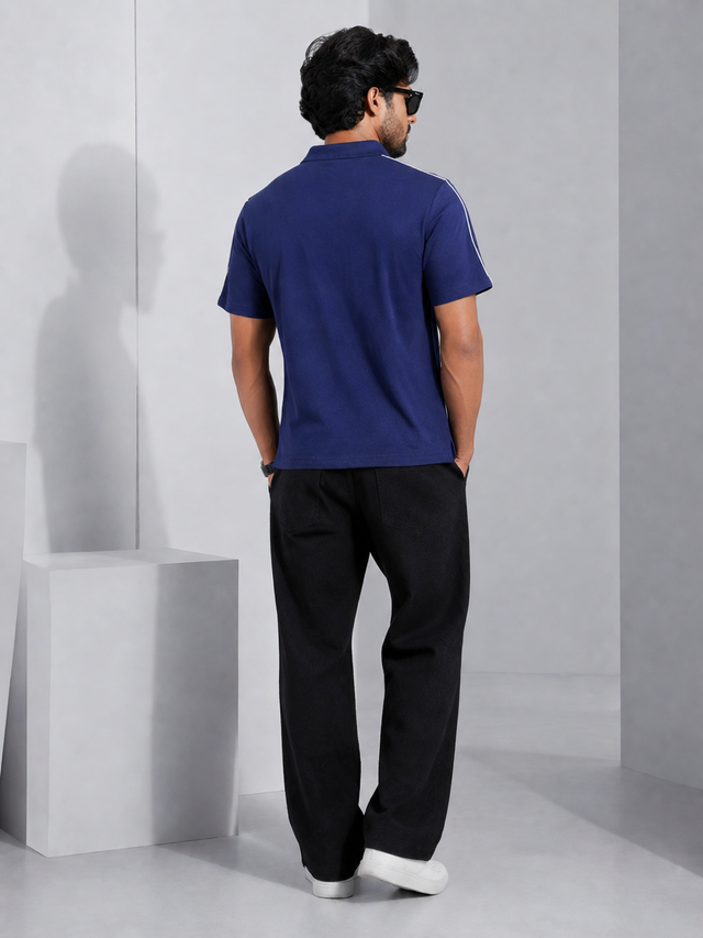 Elvn Retro Style Half Sleeve Shirt with Contrast Tipping