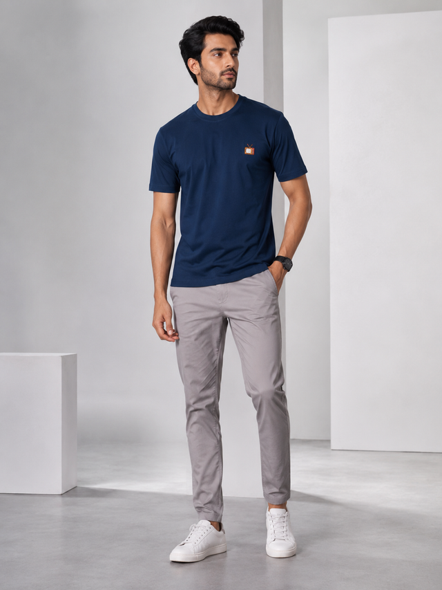 Elvn Men Mini Patch Detail Crew Neck T-Shirt