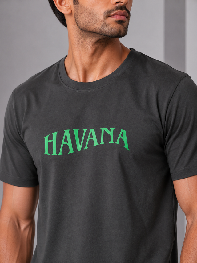 Elvn Havana Graphic Print Crew Neck T-Shirt