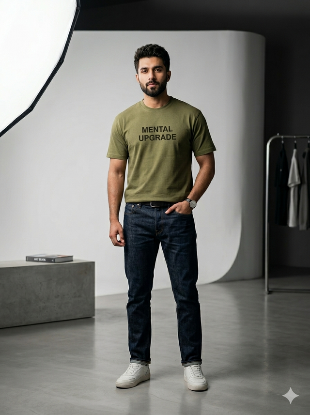 Elvn Mental Upgrade Graphic Print Crew Neck T-Shirt