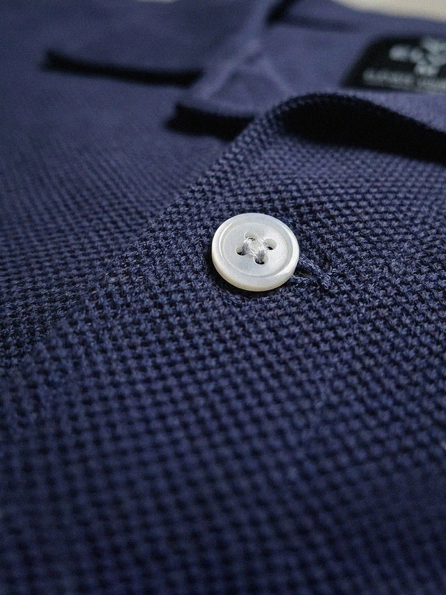 ELVN Plain Camp Collar Half Sleeve Button Down Shirt - Navy Blue