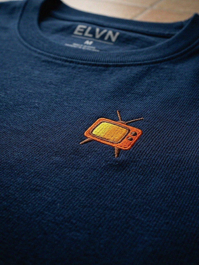 ELVN Men Mini Patch Detail Crew Neck T-Shirt - Navy Blue