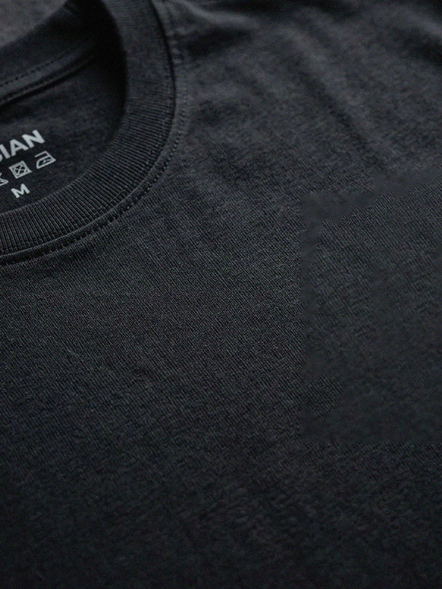 ELVN Side Graphic Print Crew Neck T-Shirt - Black