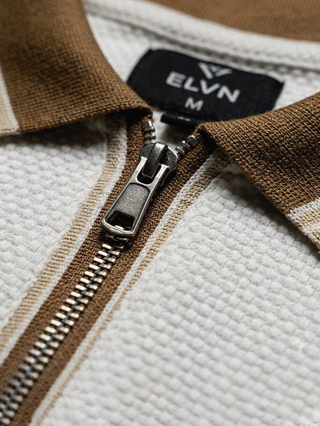 ELVN Men Quarter Zip Premium Polo Shirt - Off White