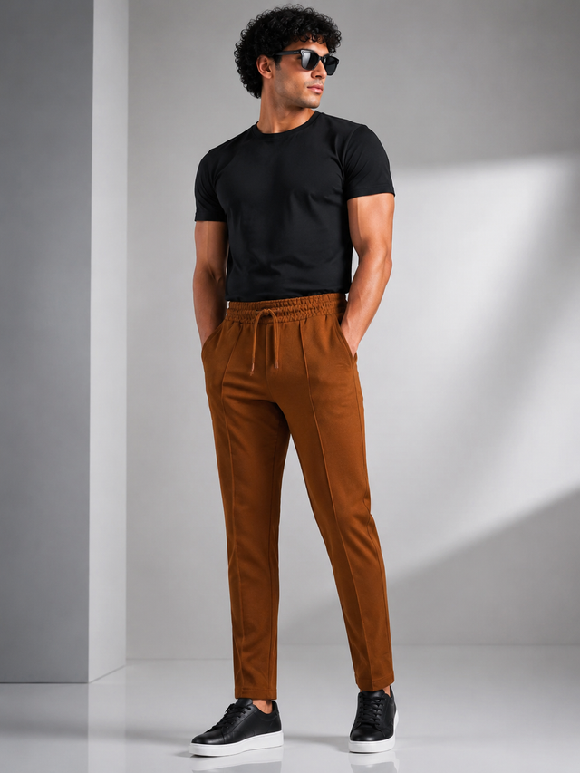 Elvn Retro Urban Style Line Detail Trousers