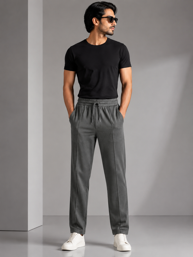Elvn Drawstring Trousers with Piping Detail