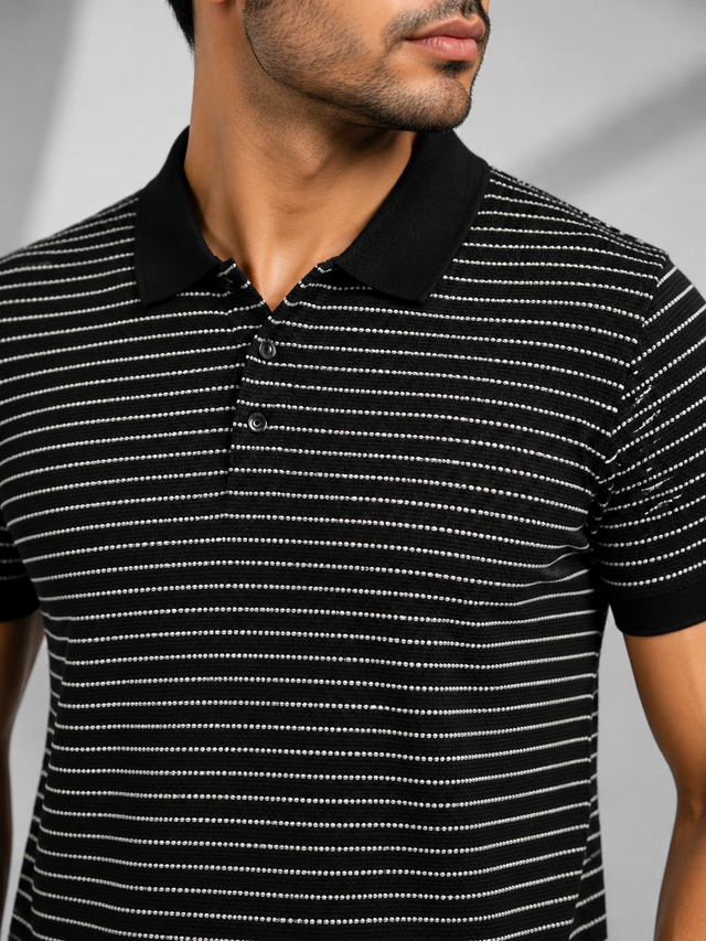 Elvn Classic Striped Polo Tee With Button Placket