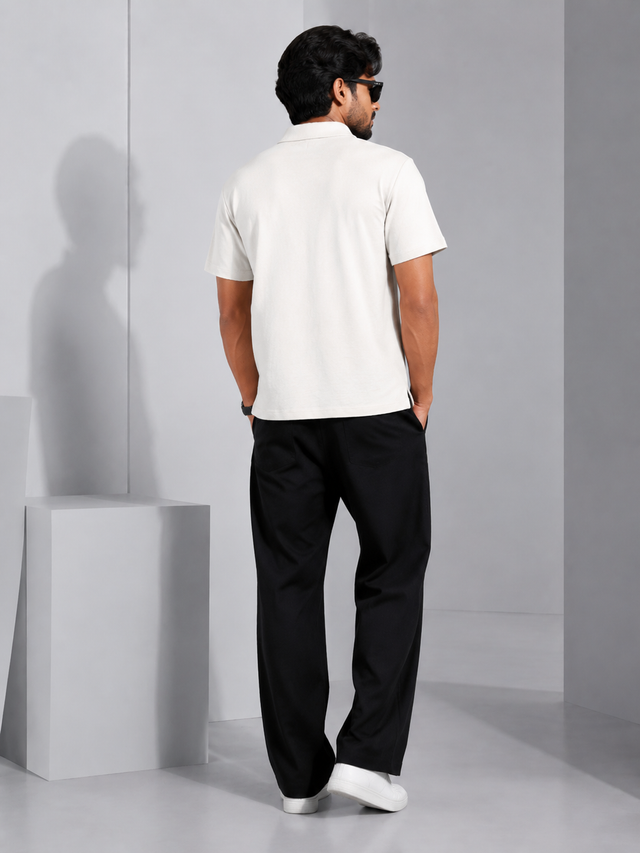 Elvn Plain Camp Collar Half Sleeve Shirt for Men